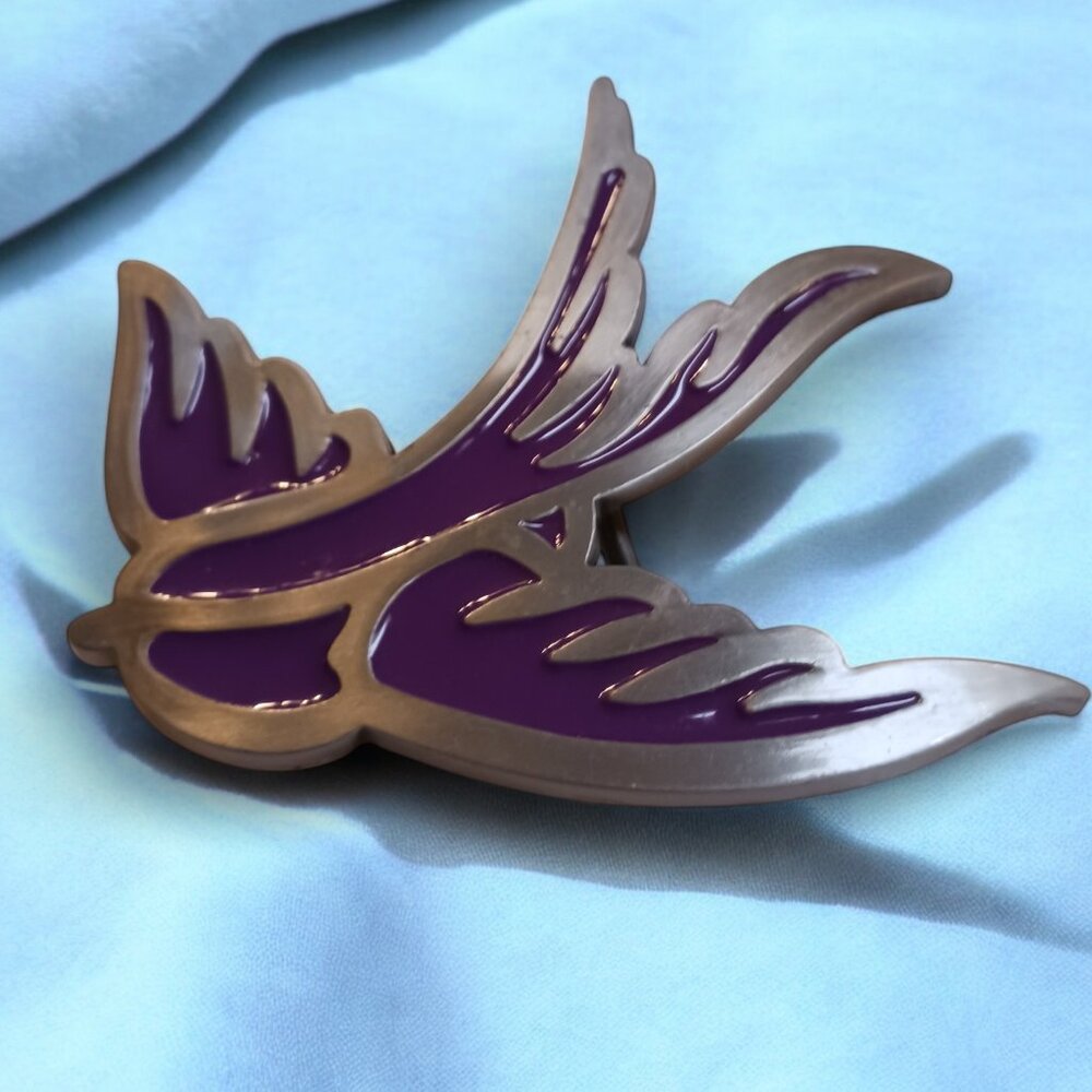 Purple Sparrow Belt Buckle -New & Unused -Enamel Finish -Silver Edging